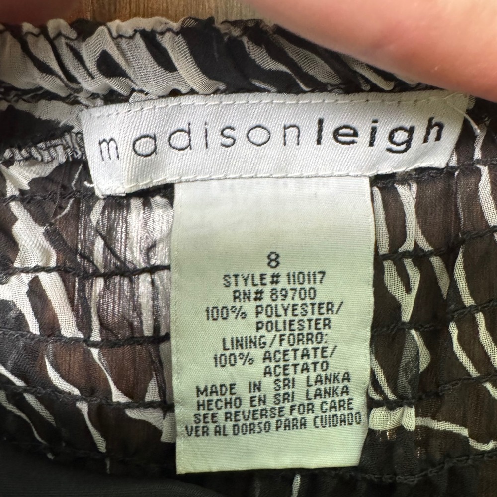 Madison Leigh Black White Floral Halter Dress Midi Chiffon Overlay Y2K Size 8 - Picture 5 of 8